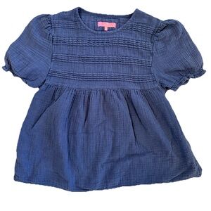 Simply Southern Navy Blue Smocked Puff Sleeve Top Size Small